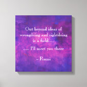 Inspirerend Rumi Quote over Paars Abstract Canvas Afdruk (Voorkant)