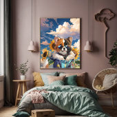 Inspirerend Schattige Dog Bloemen Zonnebloem-Goede Poster