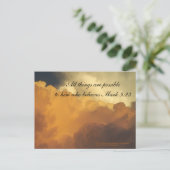 Inspirerend Schrift briefkaart wolken Marcus 9:23 (Staand voorkant)