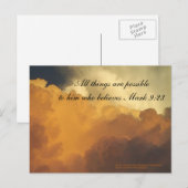 Inspirerend Schrift briefkaart wolken Marcus 9:23 (Voorkant / Achterkant)