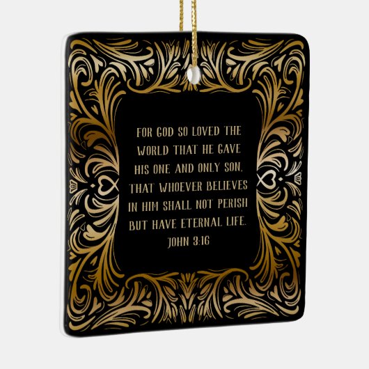 Inspirerend Schrift Johannes 3:16 Kerstgeschenk Keramisch Ornament (Rechts)