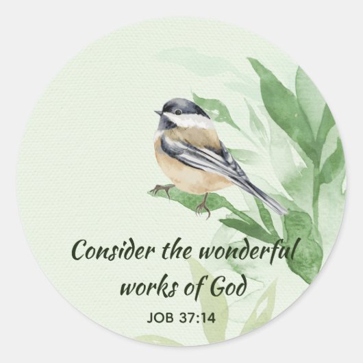 Inspirerend Schrift Quote Chickadee Vogelboom Ronde Sticker (Voorkant)