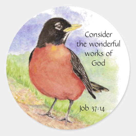 Inspirerend Schrift Quote Waterverf Robin Art Ronde Sticker (Voorkant)