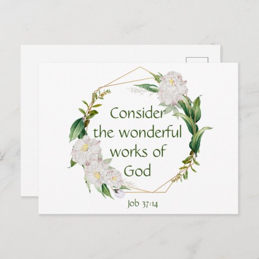 Inspirerend Scriptcitaat Witte Rozen Bloem Briefkaart (Voorkant / Achterkant)