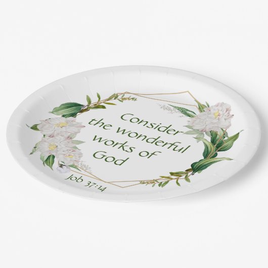 Inspirerend Scriptcitaat Witte Rozen Bloem Papieren Bordje (Gekanteld)