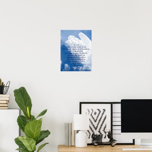 Inspirerend Scriptengel in wolken, Romeinen Poster (Thuiskantoor)