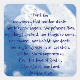 Inspirerend Scriptengel in wolken, Romeinen Vierkante Sticker