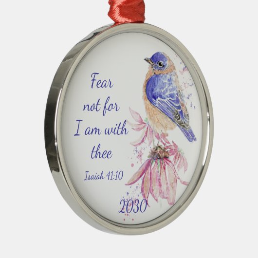 Inspirerend Scripture Isaiah 40:10 Bluebird Metalen Ornament (Rechts)