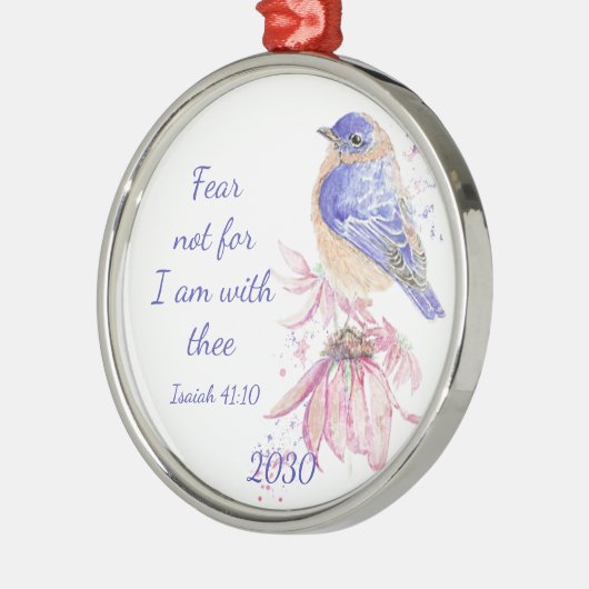 Inspirerend Scripture Isaiah 40:10 Bluebird Metalen Ornament (Links)