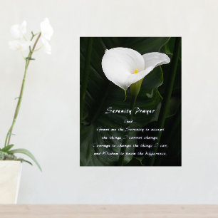Inspirerend sereniteit gebed Calla Lily Floral Folie Afdrukken