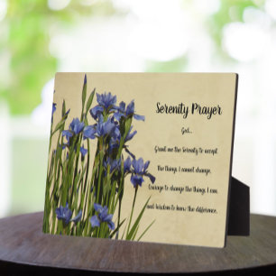 Inspirerend Serenity Prayer Blue Iriss Floral Fotoplaat