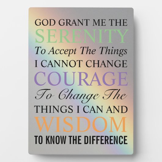 Inspirerend Serenity Prayer Kleurrijke Regenboog Fotoplaat (voorkant)