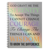 Inspirerend Serenity Prayer Kleurrijke Regenboog Notitieboek (Voorkant)