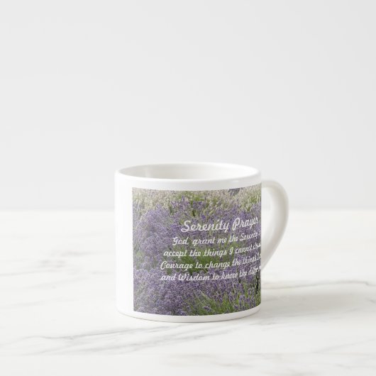 Inspirerend Serenity Prayer Lavendel Tuin Espresso Kop (Voorkant rechts)