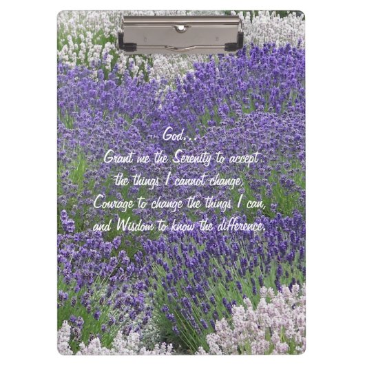 Inspirerend Serenity Prayer Lavendel Tuin Klembord (Voorkant)
