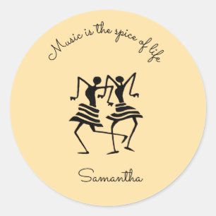 Inspirerend, silhouet feest dansers ronde sticker