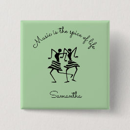 Inspirerend, silhouet feest dansers vierkante button 5,1 cm