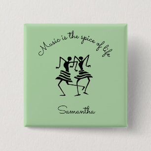 Inspirerend, silhouet feest dansers vierkante button 5,1 cm