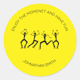 Inspirerend, silhouet geluksfeestdansers ronde sticker