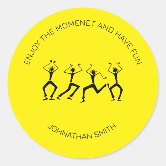 Inspirerend, silhouet geluksfeestdansers ronde sticker (Voorkant)