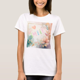 Inspirerend "Smile" Floral Waterverf Design T-shirt