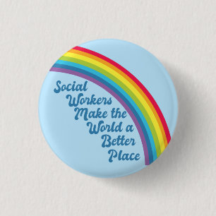 Inspirerend sociaal werk regenboog ronde button 3,2 cm