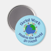 Inspirerend sociaal werkcitaat Blauwe wereld Magneet (Voorkant / Achterkant)