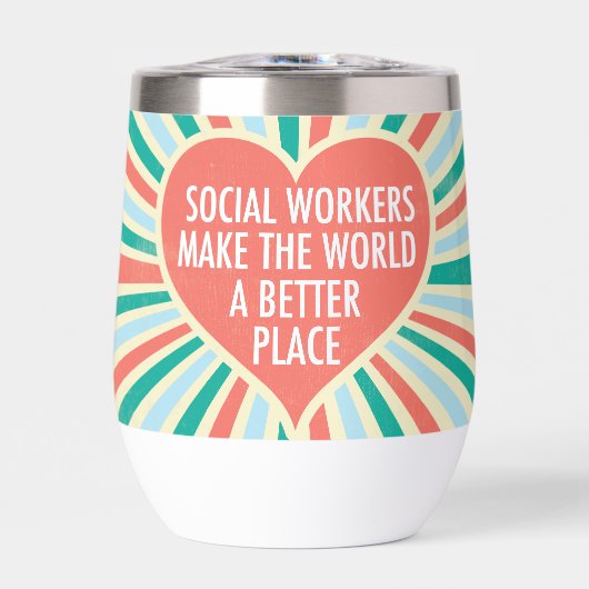 Inspirerend sociaal werkcitaat Hart Retro Partij (Voorkant)