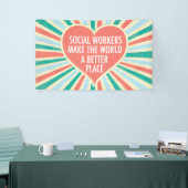 Inspirerend sociaal werkcitaat Hart Retro Partij Spandoek (Beurs)