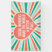 Inspirerend sociaal werkcitaat Hart Retro Partij Spandoek (Verticaal)