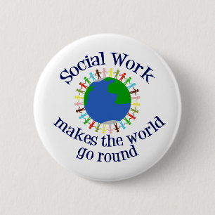 Inspirerend sociaal werkcitaat ronde button 5,7 cm