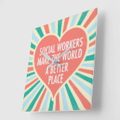 Inspirerend sociaal werkerenkorst vierkante klok (Hoek)