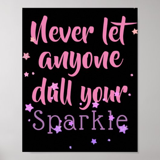 Inspirerend Sparkle Quote Paarse roze sterren Poster (Voorkant)