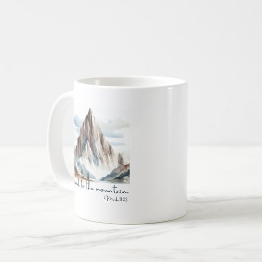 Inspirerend "Spreek tot de berg" Mok – Marcus 1 (Voorkant links)