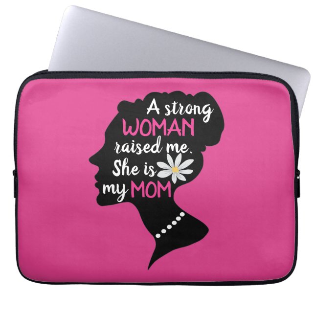 Inspirerend Sterke Vrouw Roze Moederdag Laptop Sleeve (Voorkant)