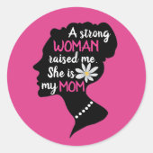 Inspirerend Sterke Vrouw Roze Moederdag Ronde Sticker (Voorkant)