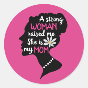 Inspirerend Sterke Vrouw Roze Moederdag Ronde Sticker