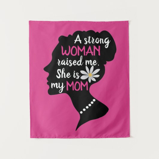 Inspirerend Sterke Vrouw Roze Moederdag Wandkleed (Voorkant)