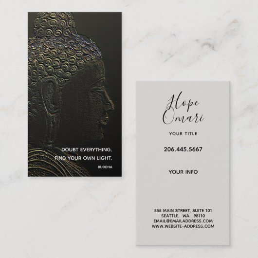 Inspirerend Stone Buddha met Mindfulness Quote Visitekaartje (Voorkant / Achterkant)