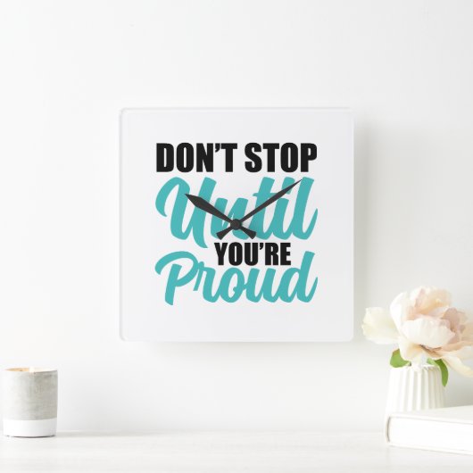 Inspirerend succes en hustle typografie vierkante klok (Huis)