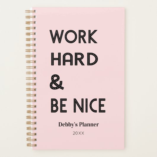 Inspirerend succesquote Pastel Pink Typography Planner (Voorkant)