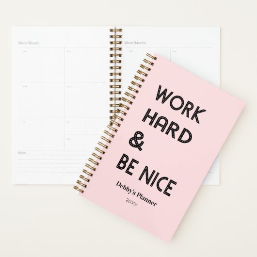Inspirerend succesquote Pastel Pink Typography Planner (Display)