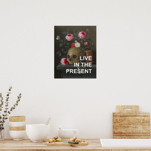 Inspirerend tekst + Memento Mori schilderij Poster (Keuken)
