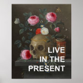 Inspirerend tekst + Memento Mori schilderij Poster (Voorkant)