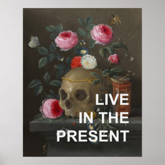 Inspirerend tekst + Memento Mori schilderij Poster