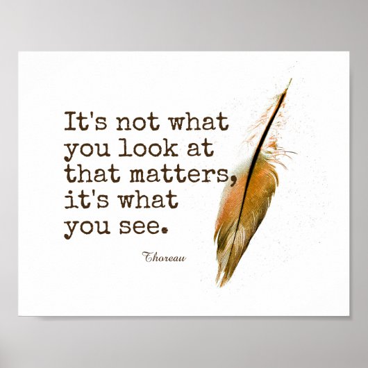 inspirerend Thoreau-citaat met veren Poster (Voorkant)