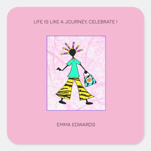 Inspirerend, trendy en elegante vrouw vierkante sticker (Voorkant)