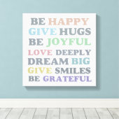 Inspirerend typografie Wees blij Canvas Afdruk (Insitu (Houten vloer))
