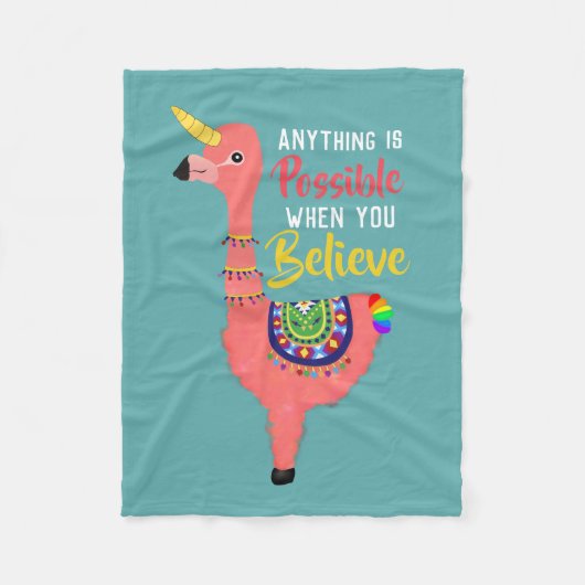 Inspirerend Unicorn Flamingo Llama gelooft Quote Fleece Deken (Voorkant)