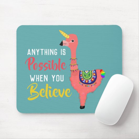 Inspirerend Unicorn Flamingo Llama gelooft Quote Muismat (Met muis)